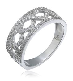 Серебряное кольцо с фианитом: цвет серебристый, 3499 ₽, артикул ...