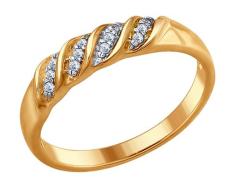 Серебряное кольцо с фианитом: цвет золотой, 1199 ₽, артикул № 53421000 ...