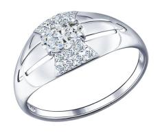 Серебряное кольцо с фианитом: цвет серебристый, 599 ₽, артикул ...