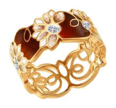 Серебряное кольцо с фианитом: цвет золотой, 0 ₽, артикул № 53493680 ...