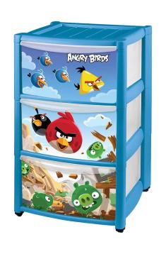 Комод с выдвижными ящиками на колесах с аппликацией «Angry Birds», 3 ...