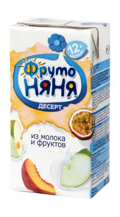 ФрутоНяня 0,2л Десерт из яблок, персиков и маракуйи с молоком и сахаром ...