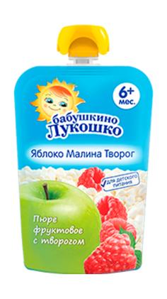 ПАУЧ пюре "Бабушкино лукошко" 90 г. ДЕСЕРТ Творожный 'Яблоко Малина ...
