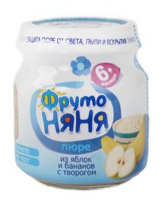 Пюре ФрутоНяня ябл. бан. с твор. и сах. пауч 90 г: 39 ₽, артикул ...